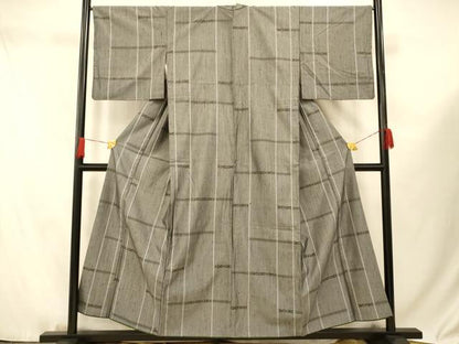 平和屋着物■上質な紬　格子　正絹　逸品　AABF3238fw