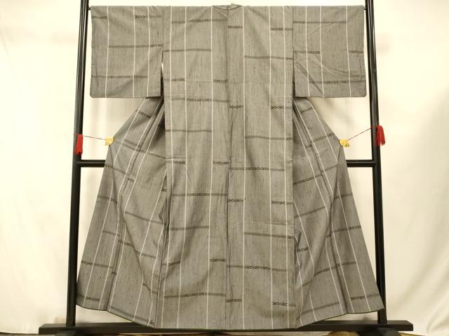 平和屋着物■上質な紬　格子　正絹　逸品　AABF3238fw