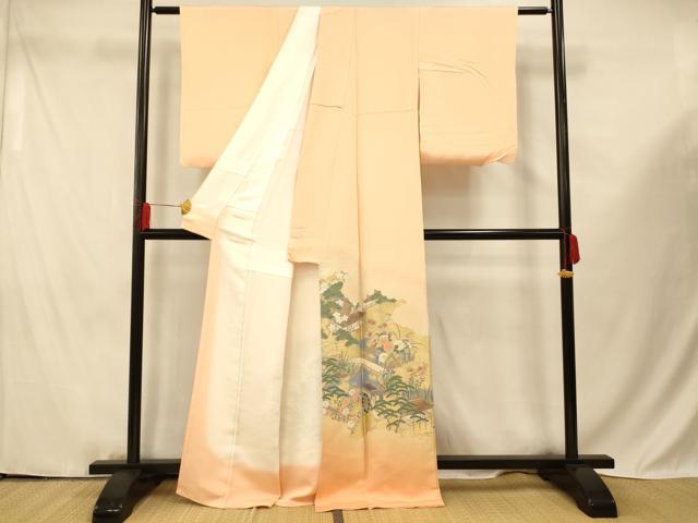 平和屋着物■豪華色留袖　寿光織　御所車風景文　暈し染め　正絹　逸品　AABF3243fw