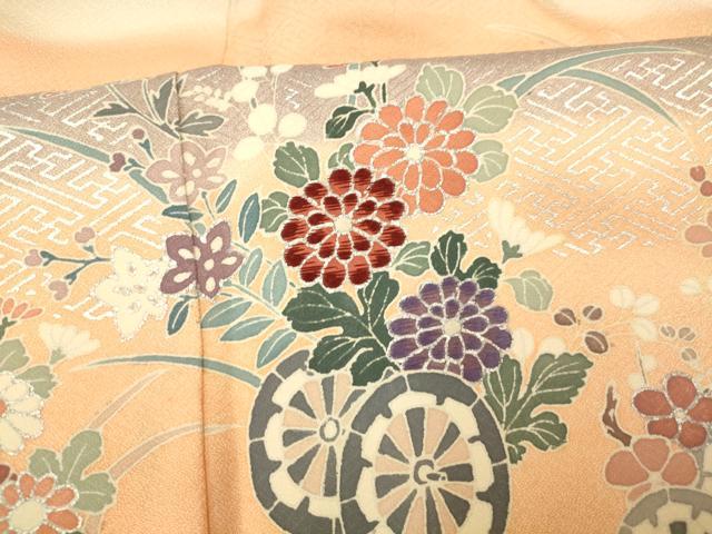 平和屋着物■訪問着 刺繍 花車文 暈し染め 銀彩 正絹 逸品 AABF3248fw