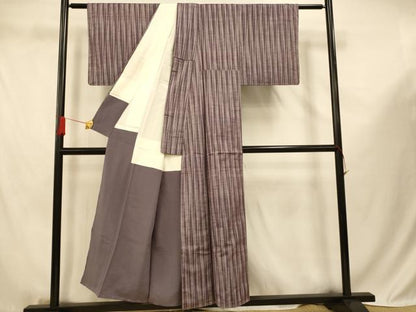 平和屋着物■上質な紬　縞　正絹　逸品　未使用　AABF3255fw