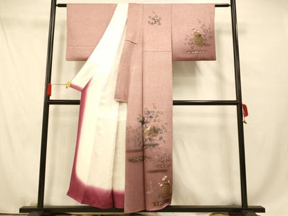 平和屋着物■訪問着 花鳥文 暈し染め 金銀彩 正絹 逸品 AABF3257fw