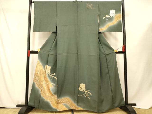 平和屋着物■訪問着 御所車吉祥文 暈し染め 金銀彩 正絹 逸品 AABF3270fw