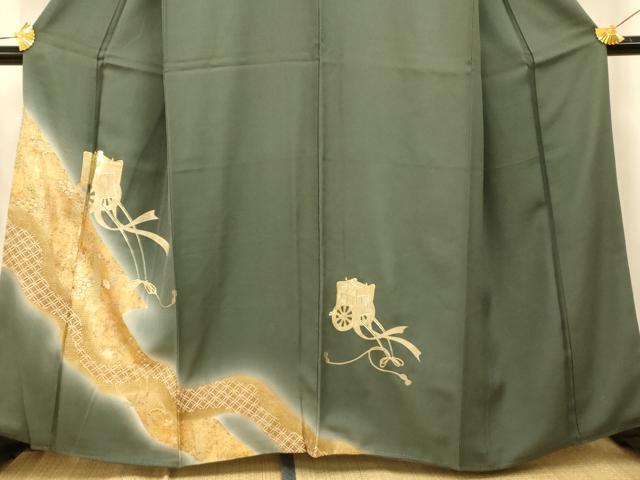 平和屋着物■訪問着 御所車吉祥文 暈し染め 金銀彩 正絹 逸品 AABF3270fw