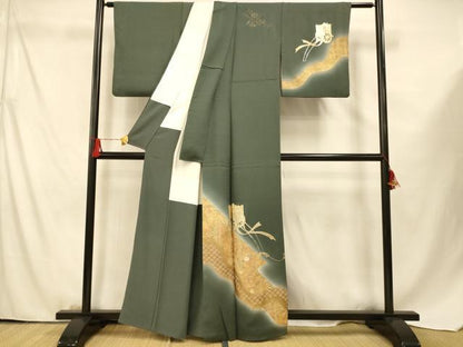 平和屋着物■訪問着 御所車吉祥文 暈し染め 金銀彩 正絹 逸品 AABF3270fw