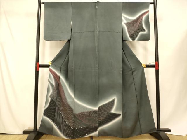 平和屋着物■訪問着 幾何学文様 暈し染め 正絹 逸品 AABF3274fw