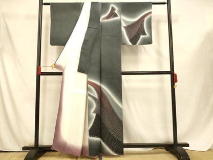 平和屋着物■訪問着 幾何学文様 暈し染め 正絹 逸品 AABF3274fw