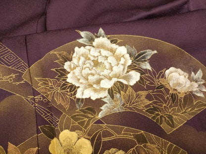 平和屋着物■訪問着 地紙草花文 金銀彩 正絹 逸品 AABF3275fw