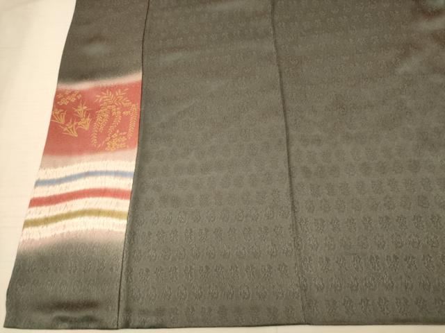 平和屋着物■色留訪問着 刺繍 花蝶横段文 暈し染め 金銀彩 鈴乃屋扱い 正絹 逸品 AABF3280fw
