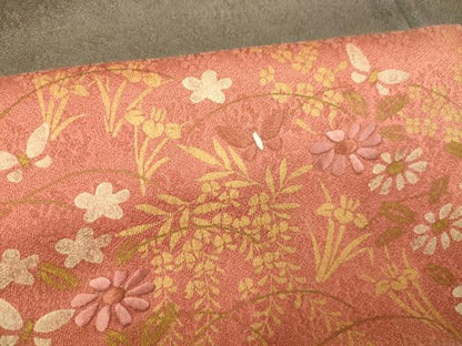 平和屋着物■色留訪問着 刺繍 花蝶横段文 暈し染め 金銀彩 鈴乃屋扱い 正絹 逸品 AABF3280fw