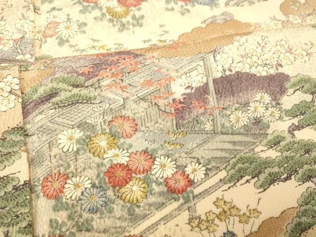 平和屋着物■上質な小紋 風景文 金彩 鬼しぼ縮緬 正絹 逸品 AABF3288fw