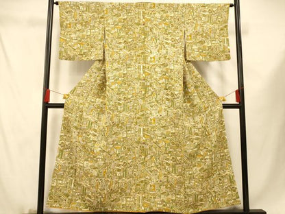 平和屋着物■上質な小紋 風景文 正絹 逸品 AABF3290fw
