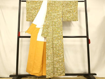 平和屋着物■上質な小紋 風景文 正絹 逸品 AABF3290fw