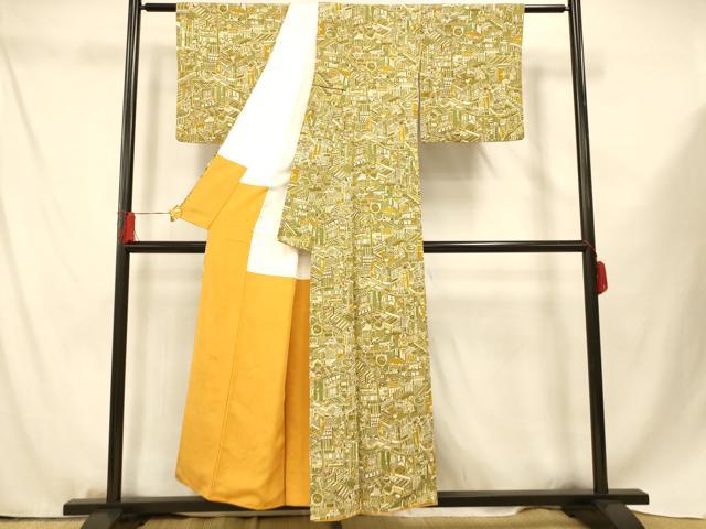 平和屋着物■上質な小紋 風景文 正絹 逸品 AABF3290fw