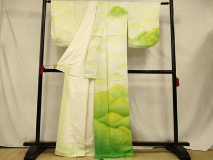 平和屋着物■訪問着 霞山重ね文 暈し染め 正絹 逸品 AABF3291fw