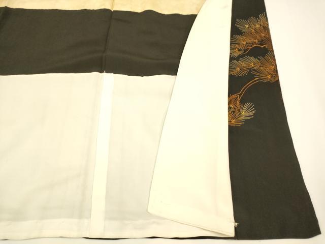 平和屋着物■豪華黒留袖　刺繍　枝松文　金糸　金彩　正絹　逸品　AABF3293fw