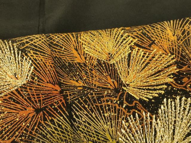 平和屋着物■豪華黒留袖　刺繍　枝松文　金糸　金彩　正絹　逸品　AABF3293fw