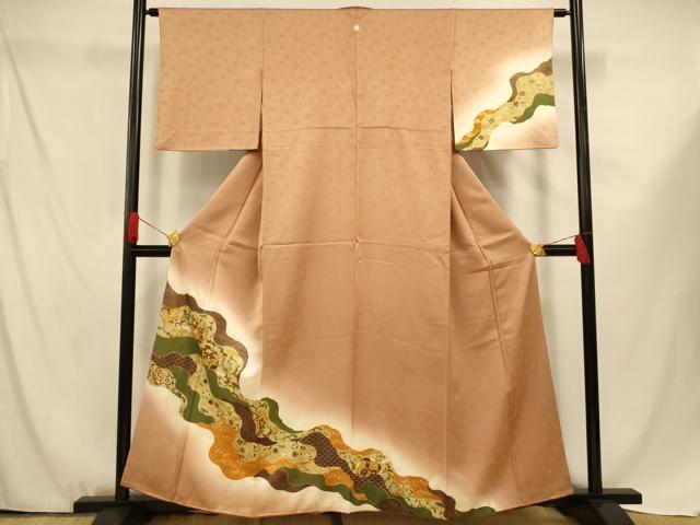 平和屋着物■訪問着 更紗花道長文 暈し染め 金彩 正絹 逸品 AABF3299fw