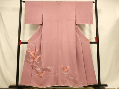 平和屋着物■豪華色留袖　刺繍　エ霞飛鶴文　正絹　逸品　AABF3303fw