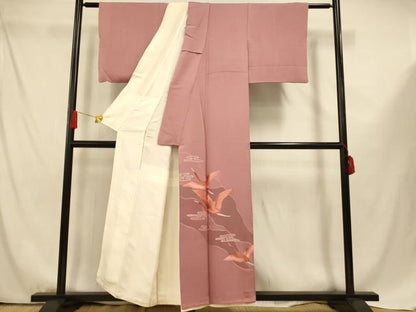 平和屋着物■豪華色留袖　刺繍　エ霞飛鶴文　正絹　逸品　AABF3303fw