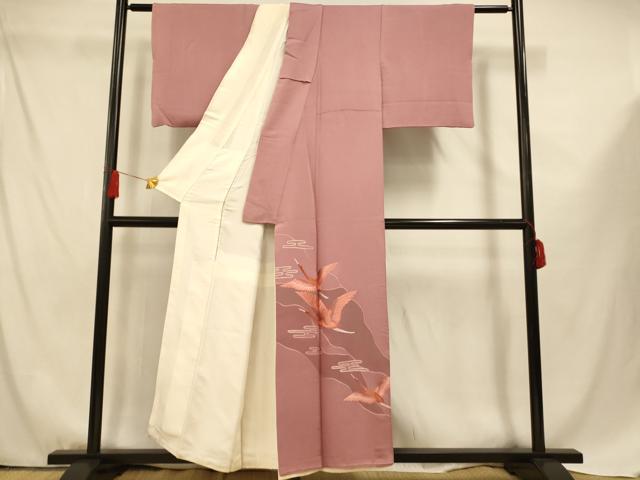 平和屋着物■豪華色留袖　刺繍　エ霞飛鶴文　正絹　逸品　AABF3303fw
