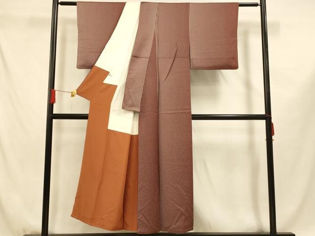 平和屋着物■上質な小紋 縞 正絹 逸品 AABF3304fw