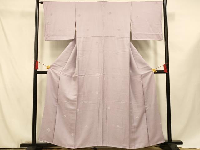 平和屋着物■上質な色無地 菱地紋 浅紫色 正絹 逸品 AABF3309fw