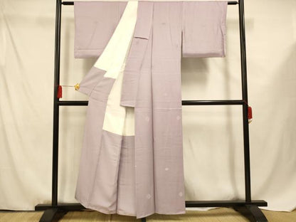 平和屋着物■上質な色無地 菱地紋 浅紫色 正絹 逸品 AABF3309fw