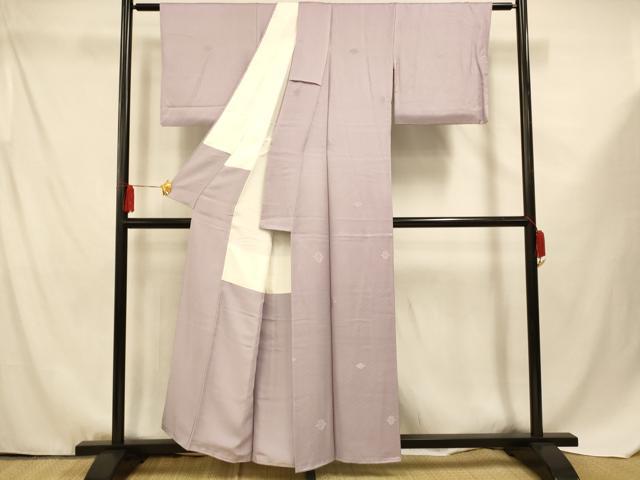 平和屋着物■上質な色無地 菱地紋 浅紫色 正絹 逸品 AABF3309fw