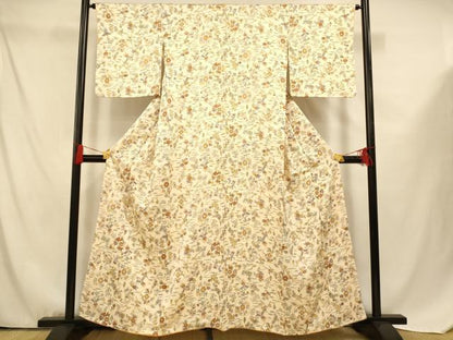 平和屋着物■上質な小紋 花鳥絵皿文 正絹 逸品 AABF3312fw