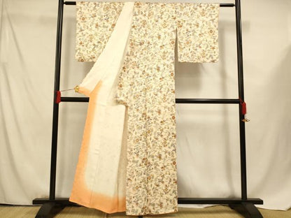 平和屋着物■上質な小紋 花鳥絵皿文 正絹 逸品 AABF3312fw