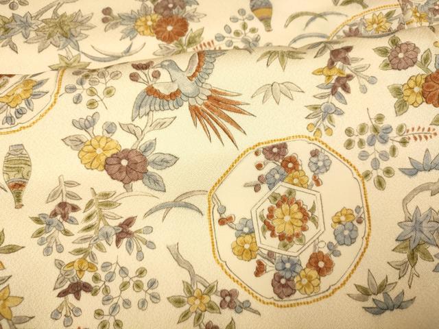 平和屋着物■上質な小紋 花鳥絵皿文 正絹 逸品 AABF3312fw
