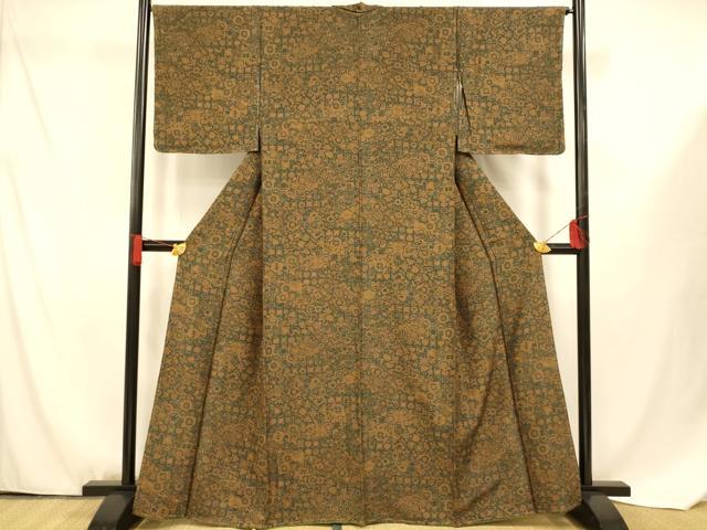 平和屋着物■上質な小紋 地紙更紗花文 正絹 逸品 未使用 AABF3313fw