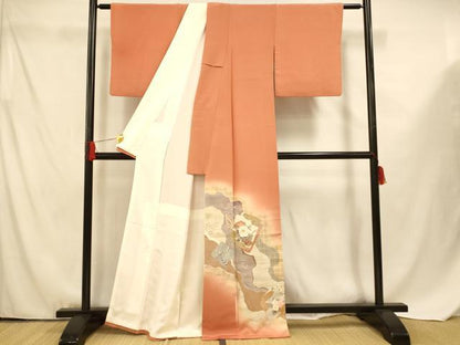 平和屋着物■豪華色留袖　色紙草花文　暈し染め　金銀彩　正絹　逸品　AABF3315fw