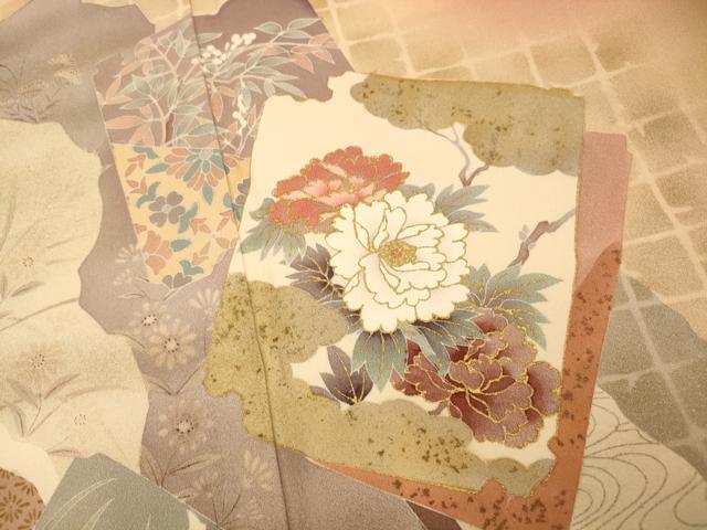 平和屋着物■豪華色留袖　色紙草花文　暈し染め　金銀彩　正絹　逸品　AABF3315fw