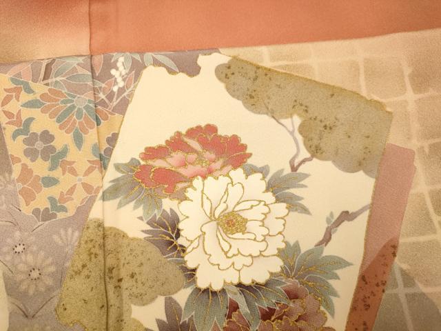 平和屋着物■豪華色留袖　色紙草花文　暈し染め　金銀彩　正絹　逸品　AABF3315fw