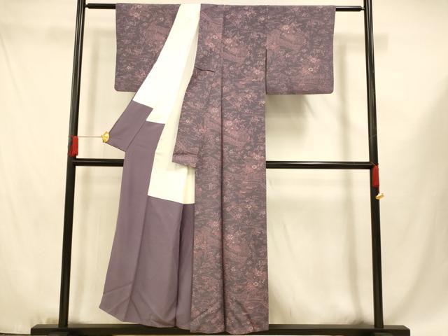 平和屋着物■上質な小紋 風景文 正絹 逸品 AABF3318fw