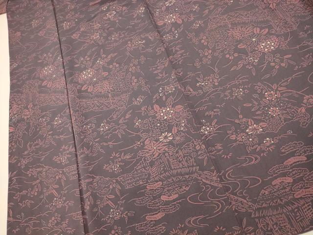 平和屋着物■上質な小紋 風景文 正絹 逸品 AABF3318fw