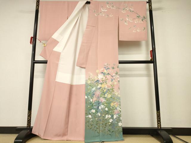 平和屋着物●訪問着 友禅 作家物 枝花文 正絹 逸品 AABF3321nf