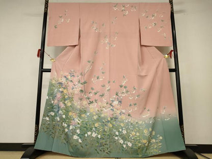 平和屋着物●訪問着 友禅 作家物 枝花文 正絹 逸品 AABF3321nf