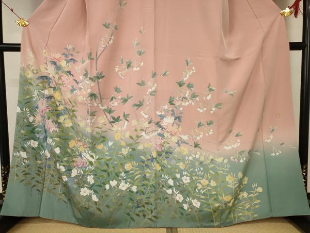 平和屋着物●訪問着 友禅 作家物 枝花文 正絹 逸品 AABF3321nf