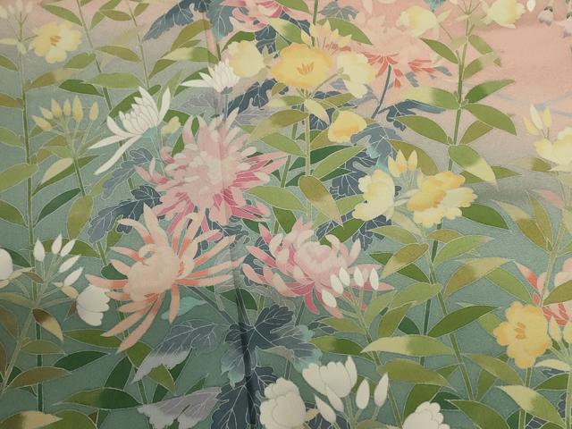 平和屋着物●訪問着 友禅 作家物 枝花文 正絹 逸品 AABF3321nf