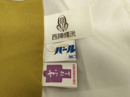 平和屋着物●お召 格子 ロング丈 正絹 逸品 AABF3323nf