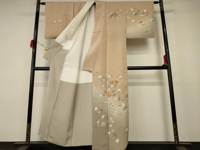 平和屋着物●創業460年・千總　訪問着　駒刺繍　草花文　金彩　正絹　逸品　AABF3324nf