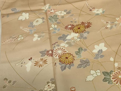 平和屋着物●創業460年・千總　訪問着　駒刺繍　草花文　金彩　正絹　逸品　AABF3324nf