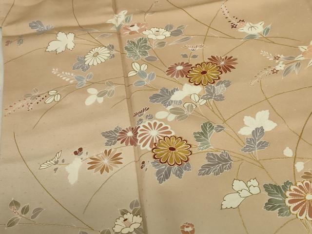 平和屋着物●創業460年・千總　訪問着　駒刺繍　草花文　金彩　正絹　逸品　AABF3324nf