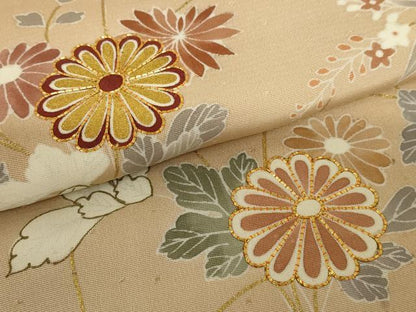 平和屋着物●創業460年・千總　訪問着　駒刺繍　草花文　金彩　正絹　逸品　AABF3324nf