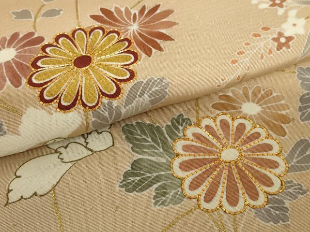 平和屋着物●創業460年・千總　訪問着　駒刺繍　草花文　金彩　正絹　逸品　AABF3324nf
