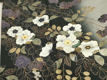 平和屋着物●螺鈿作家　甲斐泰造　訪問着　辻が花　螺鈿　暈し染め　金彩　ロング丈　正絹　逸品　AABF3327nf
