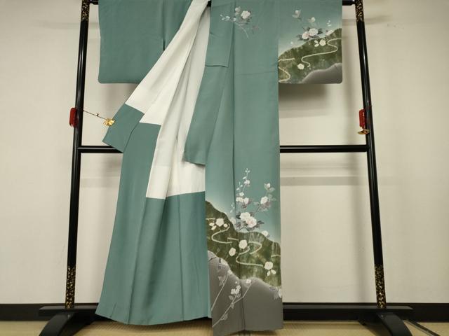 平和屋着物●訪問着 絞り 枝花文 金彩 正絹 逸品 AABF3329nf
